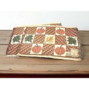 4 Windham Weavers Fall Pumpkin Harvest Woven Placemats New
